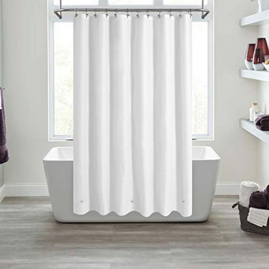 Shower Curtain Liner - 白いシャワーカーテンライナー（マグネット3個付き）、72x72cmのプレミアムで柔軟で丈夫なプラスチック製シャワーカーテン（軽量で防水）