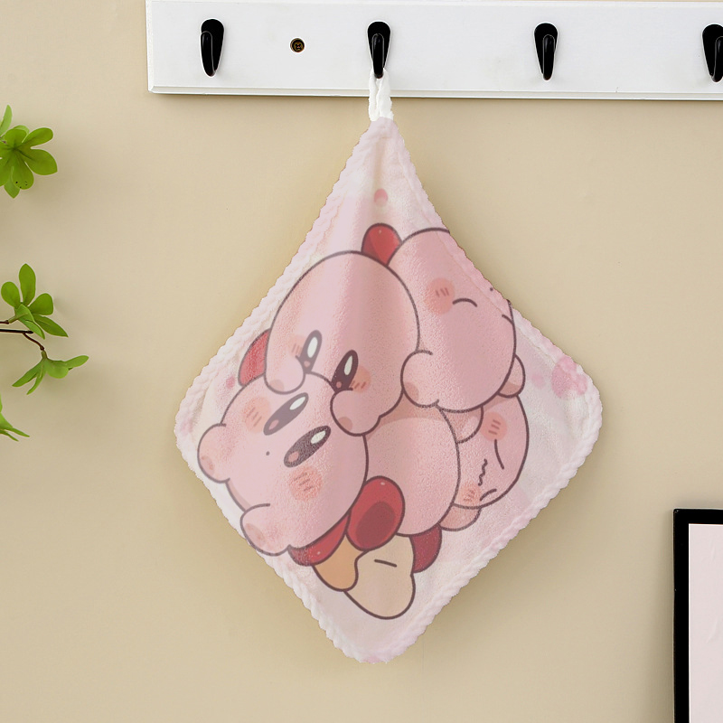 Home Bathroom Supplies - カービィのハンドタオル キッチン バスルーム 日用品 かわいいハンドタオル 吊り下げタイプ