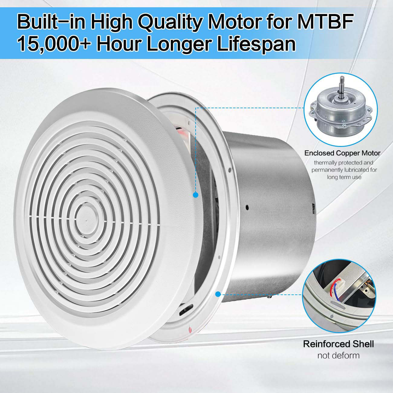 Home Bathroom Vent Fans - V2262-50 7インチ浴室排気ファン 50 CFM 静音天井換気扇 1.0ソーン