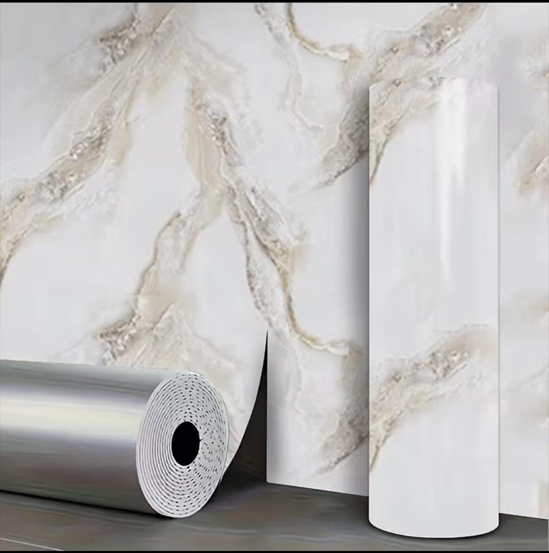 Home Bathroom Floor Tiles - 厚みのある自己粘着タイルステッカー PVC 大理石ウォールステッカー浴室防水ウォールステッカーキッチンホームホテルの壁の装飾