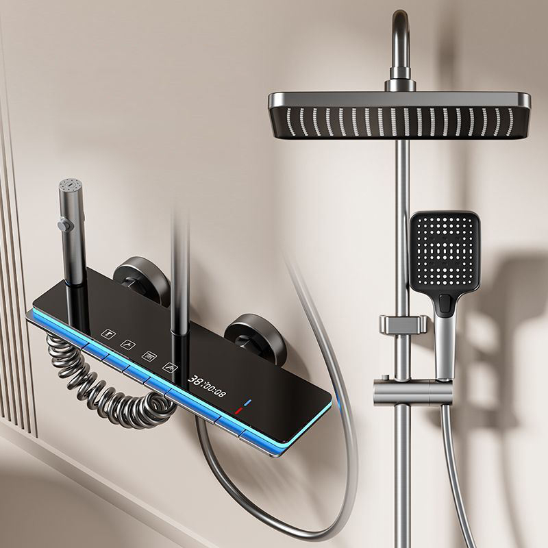 Shower Head Rain - 高級卸売デジタルディスプレイサーモスタットシャワーセットスクエアスクリーンシャワーヘッドソフトレイン多機能4段階スライドバー
