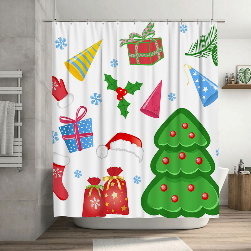 Home Bathroom Ideas - TU シャワーカーテン クリスマス フォレスト 鹿柄 防水