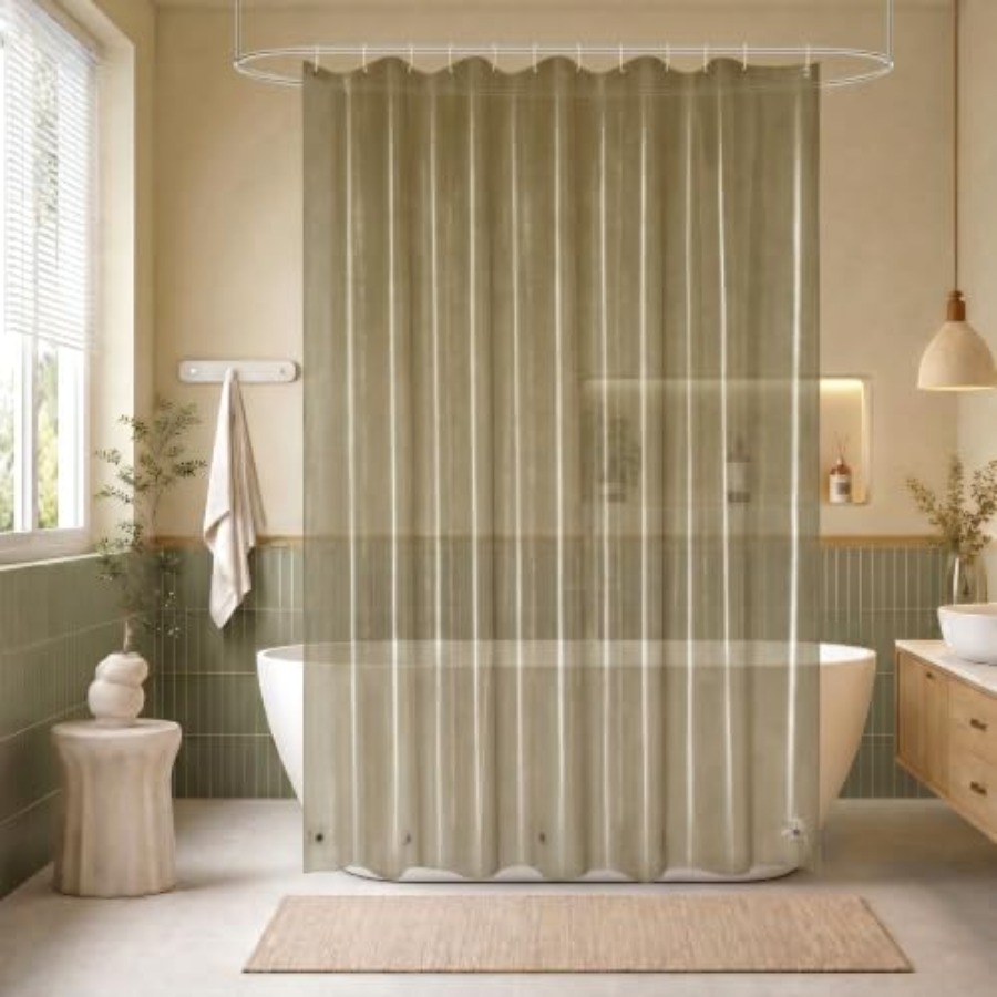 Shower Curtain Liner - 防水ブラウンプラスチックシャワーカーテン、5つの底面マグネット付き、4G PEVAシャワーカーテンライナー（浴室用、72x72インチ）