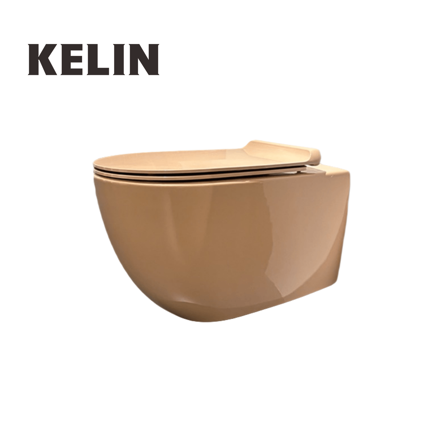 Home Bathroom - KELIN新型モダンスタイル洗浄式隠しタンクアプリコットセラミック壁掛け卵型トルネードフラッシュトイレ（家庭用浴室向け）
