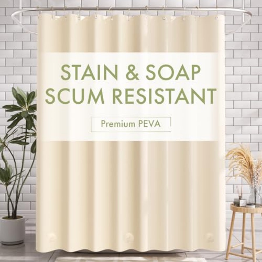 Shower Curtain Liner - シャワーカーテンライナー、72x72 シャワーカーテンライナー、軽量プラスチックシャワーライナー、かわいいPEVA防水クリームシャワーカーテン