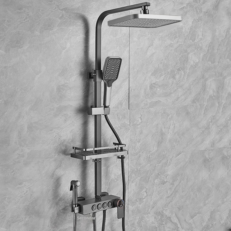 Home Bathroom - ステンレス鋼シャワーセット抗カルク自己洗浄レインシャワーヘッド高圧バスホームバスルームバルブシャワーヘッドセット