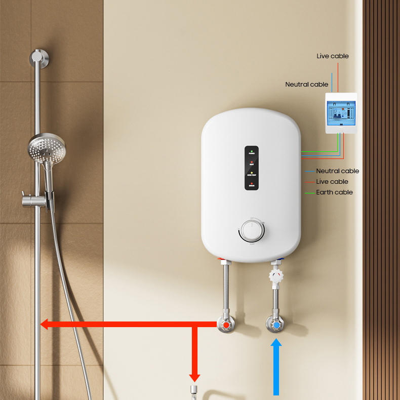 Home Bathroom Geyser - 家庭用スマート低電力3.5kW 4.5kW 5.5kWミニタンクレス電気瞬間湯沸かし器、浴室、RV、屋外、車用