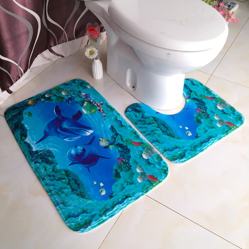 Home Bathroom With Two Toilets - ホームカーペット バスルームフロアマット バスルームトイレ U字型カーペット ソフトノンスリップフットパッド 2枚セット