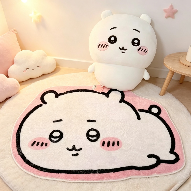 Home Bathroom Supplies - チイカワ漫画ラグ アニメハチワレウサギ ぬいぐるみフロアマット バスルーム滑り止めカーペット 車用クッション ソフトリビングルーム装飾