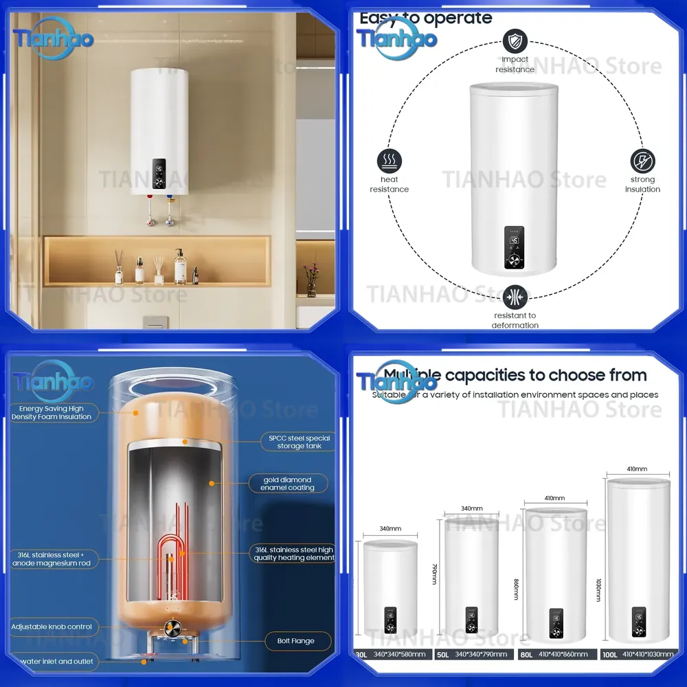 Home Bathroom Geyser - 30L 50L 80L 100L 2200W 家庭用電気貯湯式給湯器、浴室用給湯器、家庭用温水器