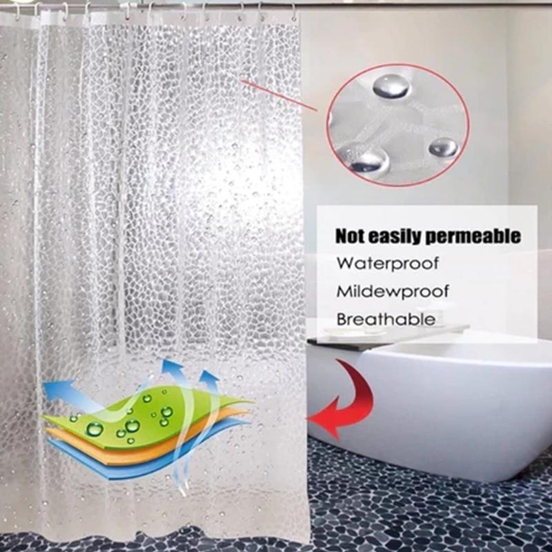 PEVA 砂利シャワーカーテン透明裏地防水浴槽入浴カバー砂利 - Shower Curtain Liner のレビューと価格