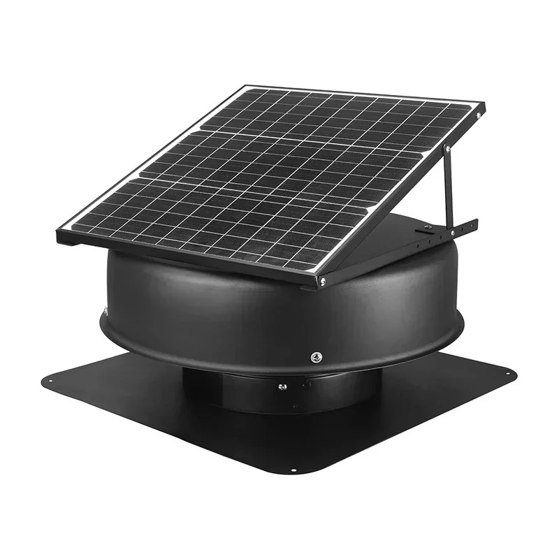 ソーラー充電式屋根裏部屋用ブラック換気扇パネル 25W ブラ - Home Bathroom Vent Fans のレビューと価格