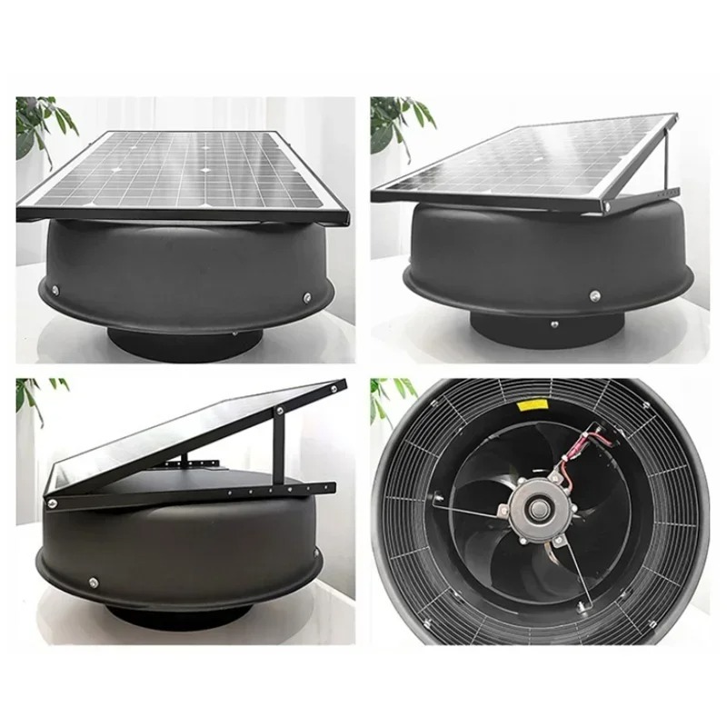 ソーラー充電式屋根裏部屋用ブラック換気扇パネル 25W ブラ - Home Bathroom Vent Fans のレビューと価格