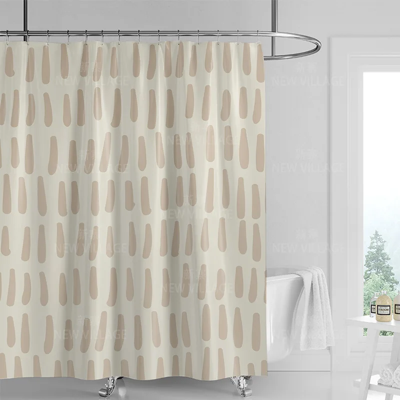 抽象的な幾何学模様の落書きシャワーカーテン北欧ミニマリスト防 - Shower Curtain Liner のレビューと価格
