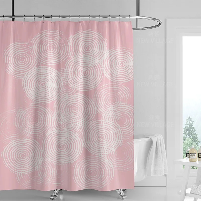 抽象的な幾何学模様の落書きシャワーカーテン北欧ミニマリスト防 - Shower Curtain Liner のレビューと価格
