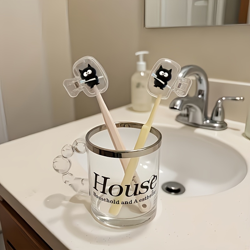 子猫ローズ歯ブラシカバー2個、ポータブル収納ホルダー、家庭用 - Home Bathroom Supplies のレビューと価格
