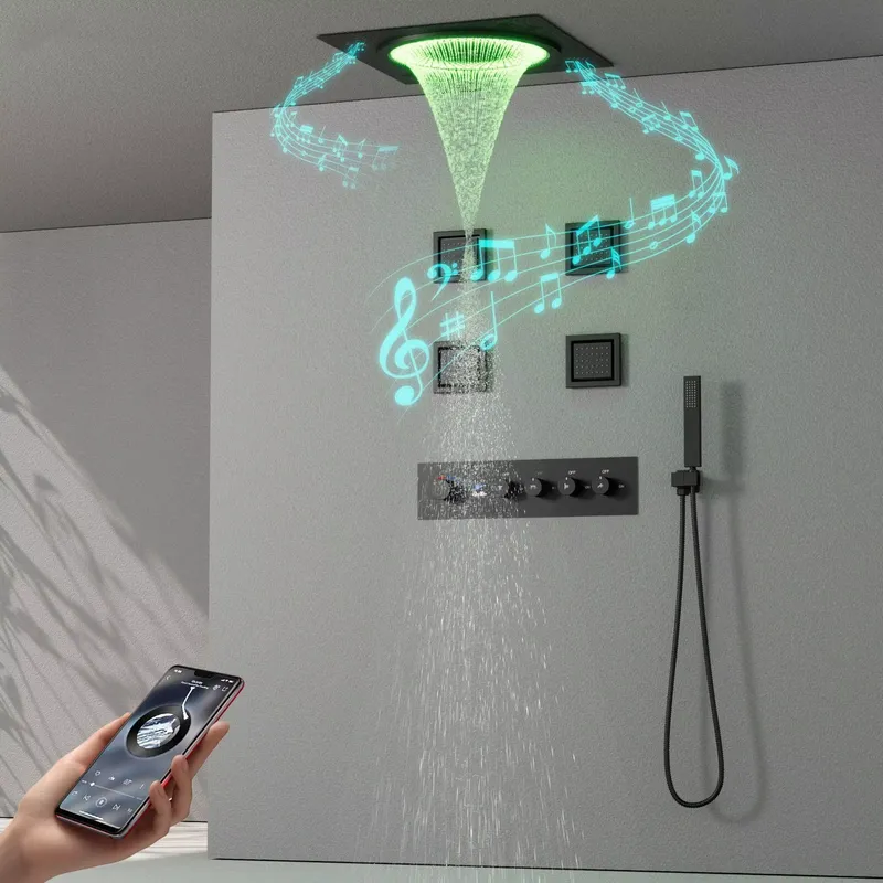 スマートLEDシャワーセット 浴室音楽内蔵レインフォールシス - Home Bathroom のレビューと価格