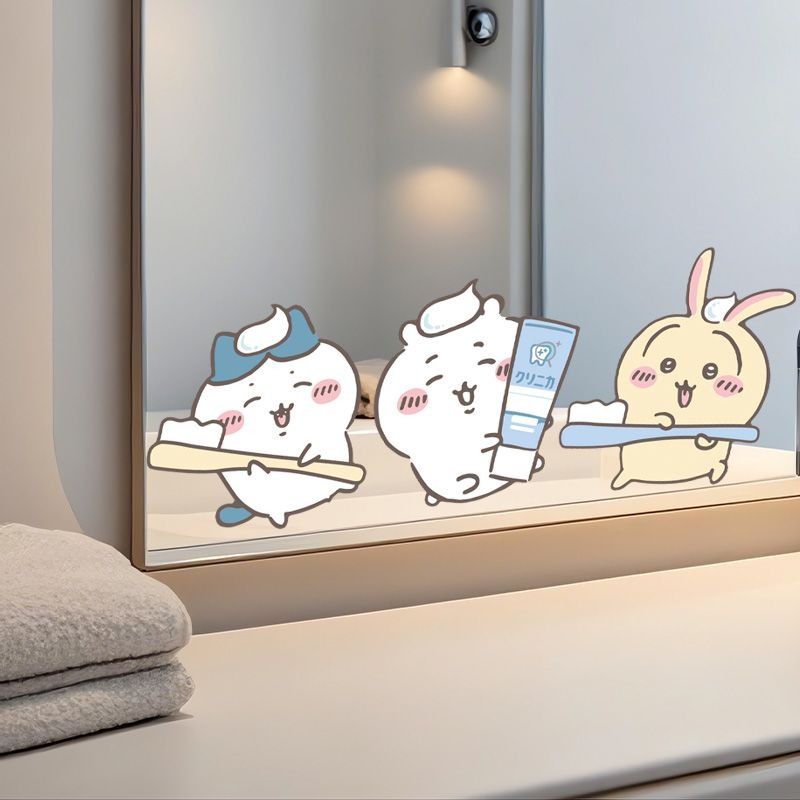 ホットチイカワミラーステッカー強力粘着クリアプリント防水取り - Home Bathroom Supplies のレビューと価格