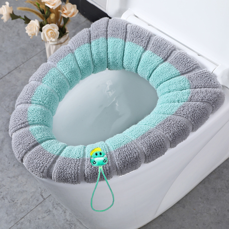 漫画柄ニット便座カバー 暖かい厚手クッション 洗えるオールシ - Home Bathroom With Two Toilets のレビューと価格