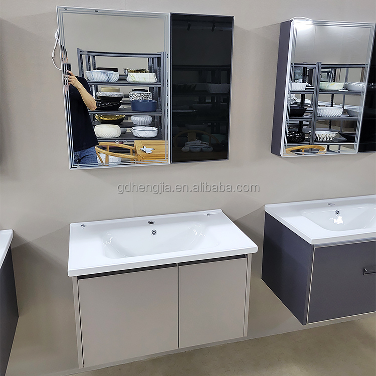 バスルームキャビネットモダンホワイトステンレススチールセラミ - Home Living Bathroom Vanity のレビューと価格