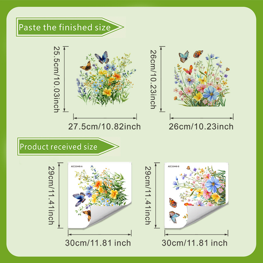 2 個の生花と蝶のトイレステッカー自己粘着デカール浴室トイレ - Home Bathroom Floor Tiles のレビューと価格