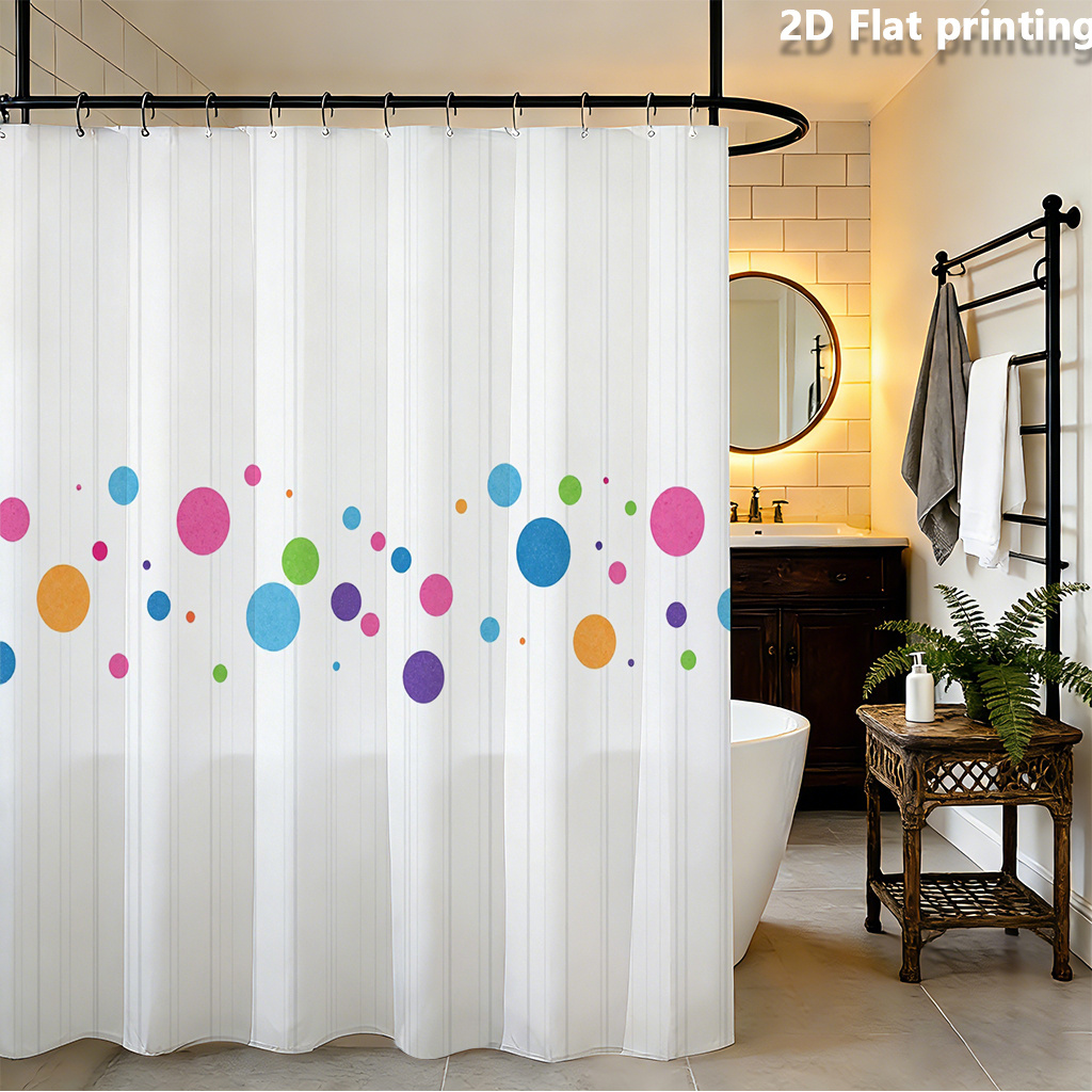 2Dフラット、1qc 2Dフラット印刷カーテンシャワー、白い - Shower Curtain Liner のレビューと価格