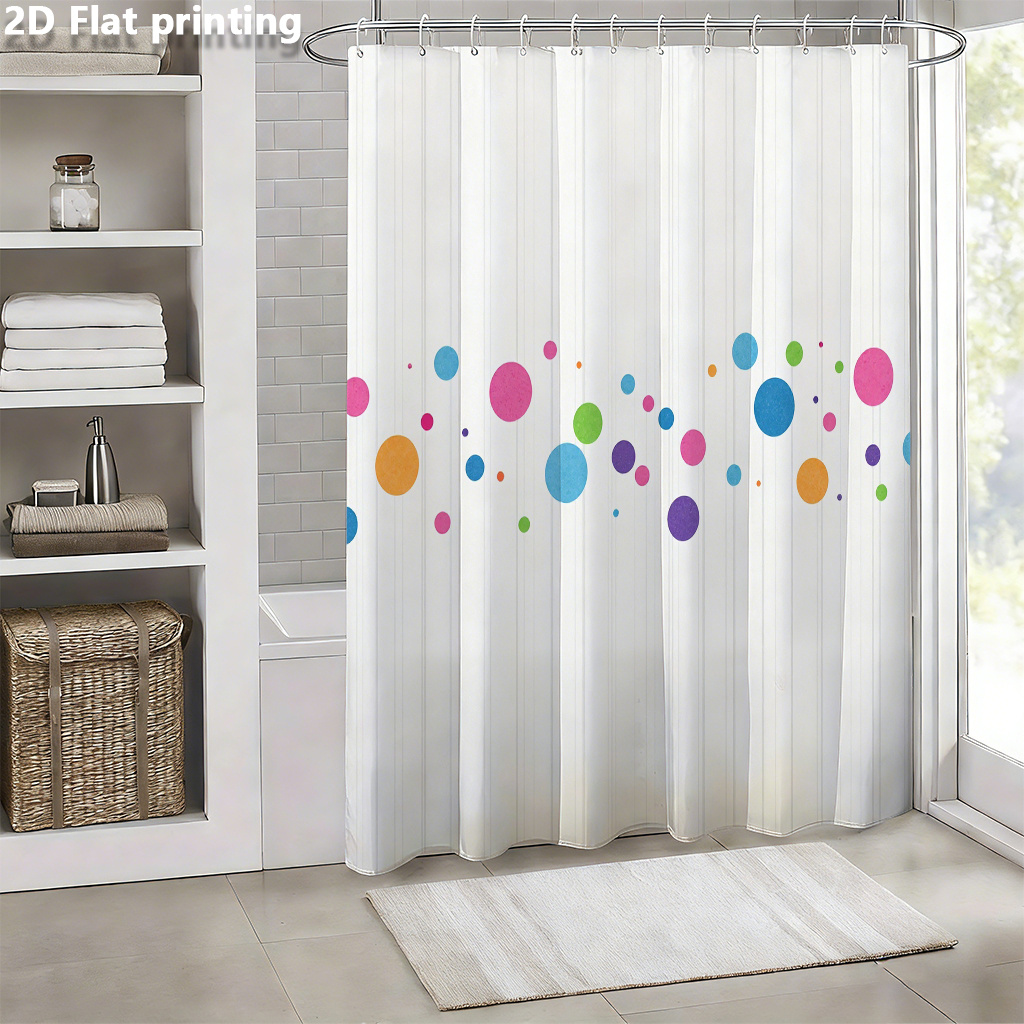 2Dフラット、1qc 2Dフラット印刷カーテンシャワー、白い - Shower Curtain Liner のレビューと価格