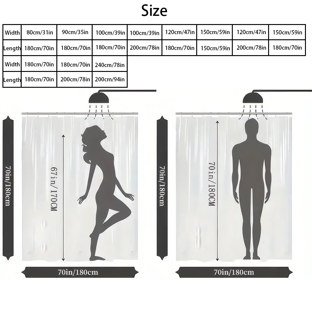 2Dフラット、1qc 2Dフラット印刷カーテンシャワー、白い - Shower Curtain Liner のレビューと価格