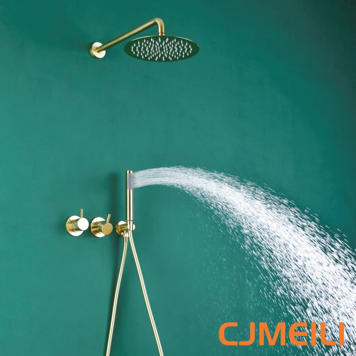ブラッシュドゴールド隠蔽式シャワーシステム真鍮製バルブ 10 - Shower Head Rain のレビューと価格