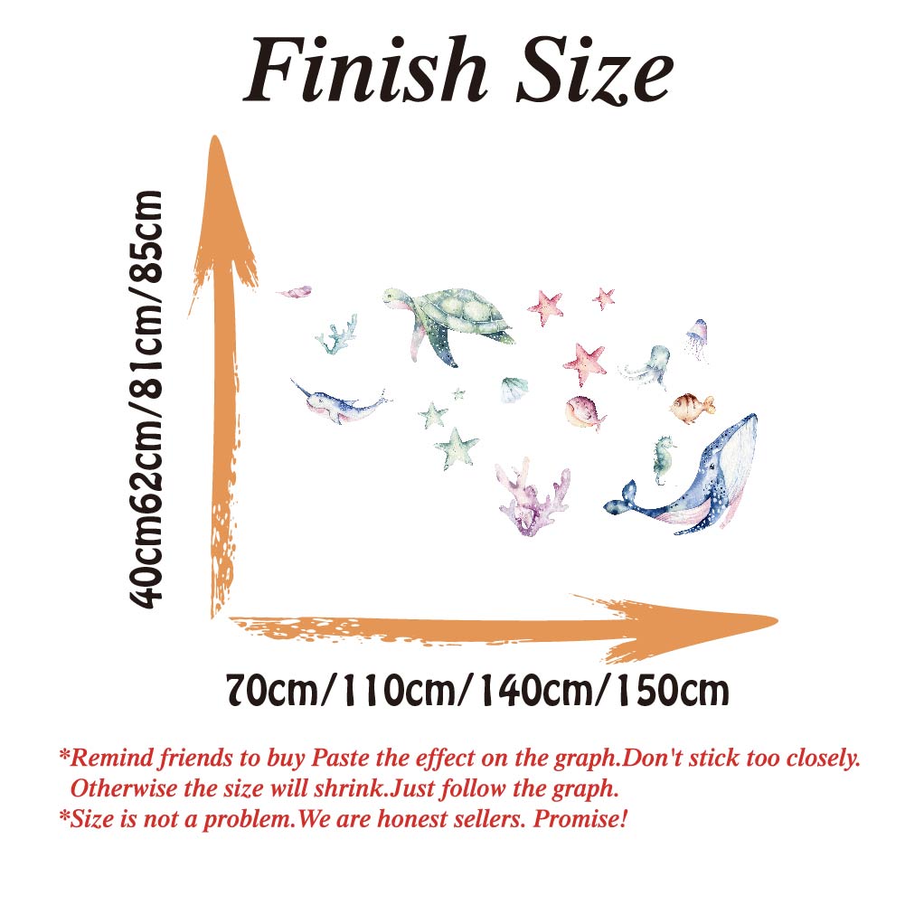 水彩海の生物オーシャンウォールステッカー魚カメサメ動物ウォー - Home Bathroom Floor Tiles のレビューと価格