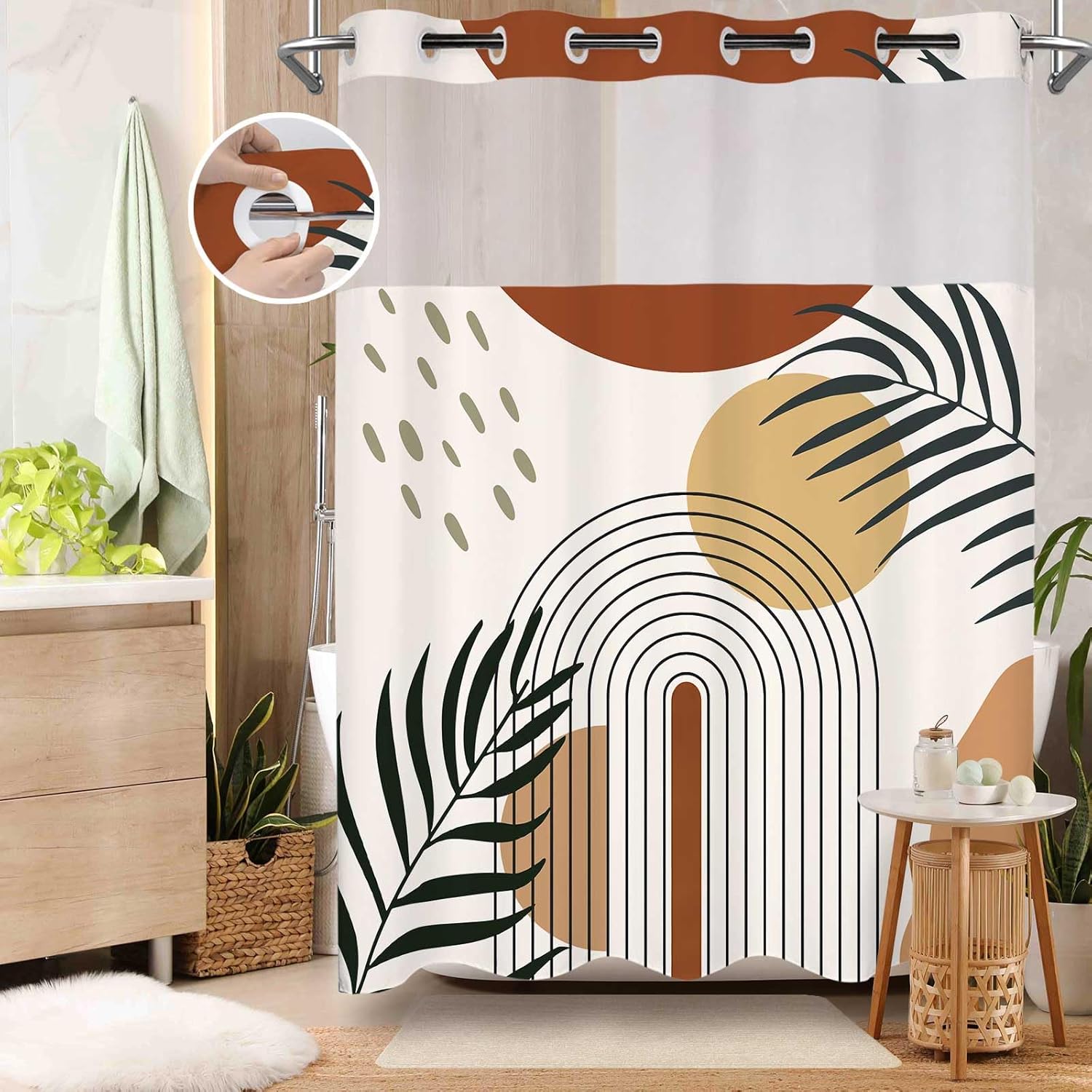 フックなしシャワーカーテン スナップインライナーとライナーセ - Shower Curtain Liner のレビューと価格