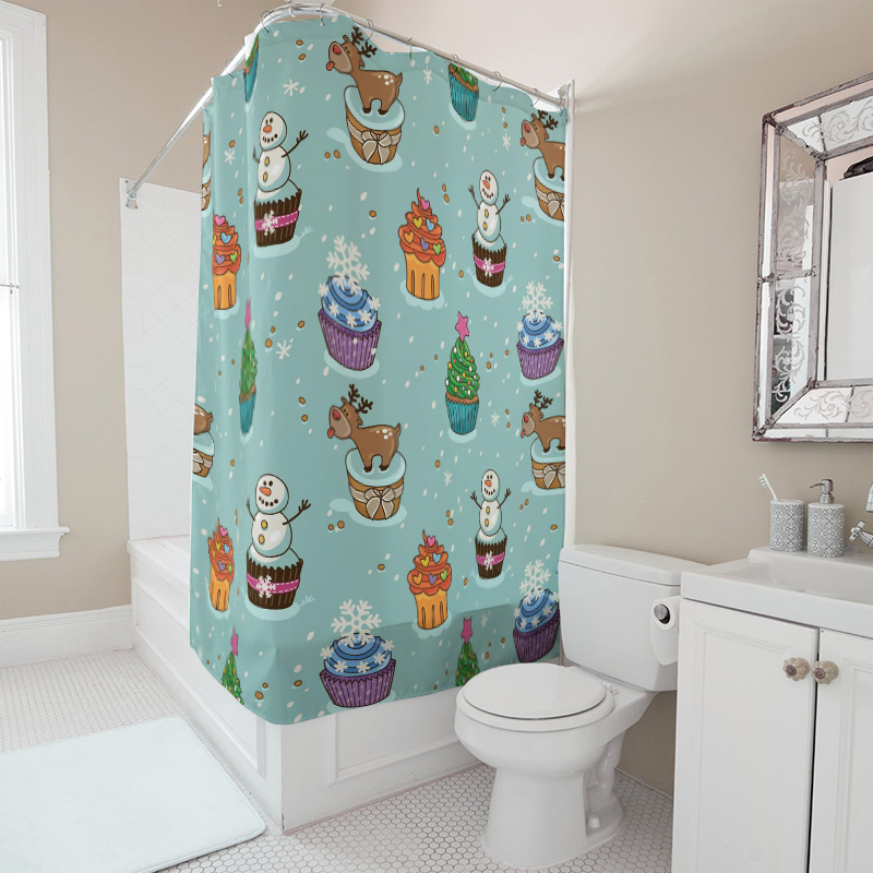 TU チャーミングなクリスマスシャワーカーテン お祝いホリデ - Home Bathroom Ideas のレビューと価格