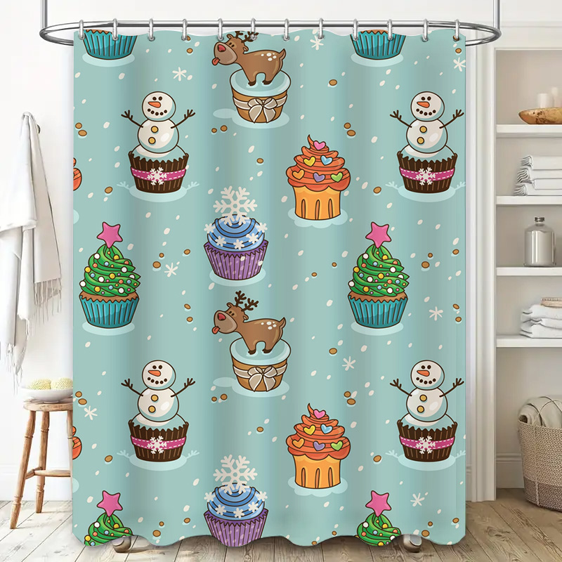 TU チャーミングなクリスマスシャワーカーテン お祝いホリデ - Home Bathroom Ideas のレビューと価格