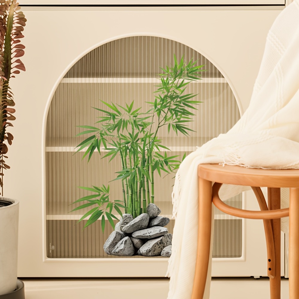 水彩緑の竹の葉植物ウォールステッカーデカール寝室浴室オフィス - Home Bathroom Floor Tiles のレビューと価格
