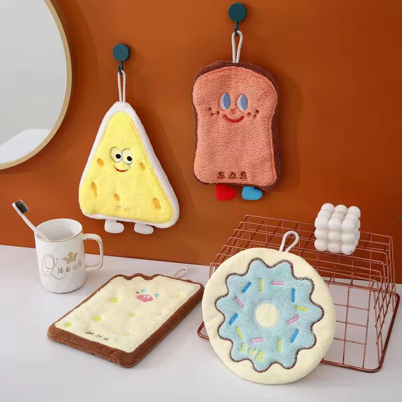韓国風のかわいい漫画柄装飾ハンギングハンドタオル、厚手のコー - Home Bathroom Supplies のレビューと価格
