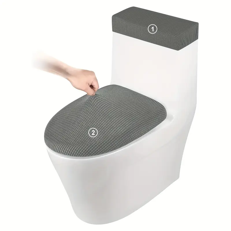 2 ピース/セットストレッチトイレ蓋カバーとトイレタンクカバ - Home Bathroom With Two Toilets のレビューと価格