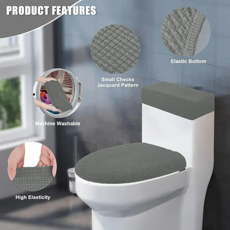 2 ピース/セットストレッチトイレ蓋カバーとトイレタンクカバ - Home Bathroom With Two Toilets のレビューと価格