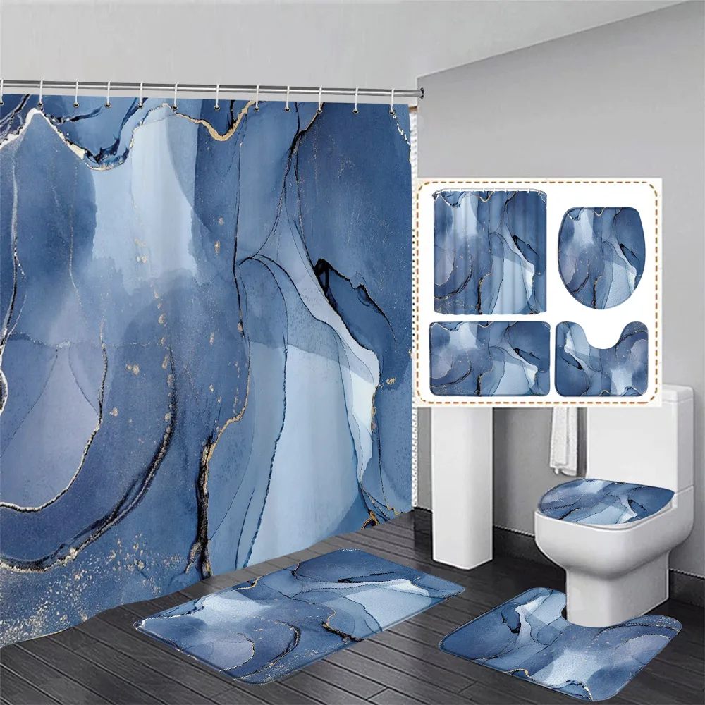 黒大理石のシャワーカーテンセット白ラインひび割れパターンモダ - Shower Curtain Liner のレビューと価格