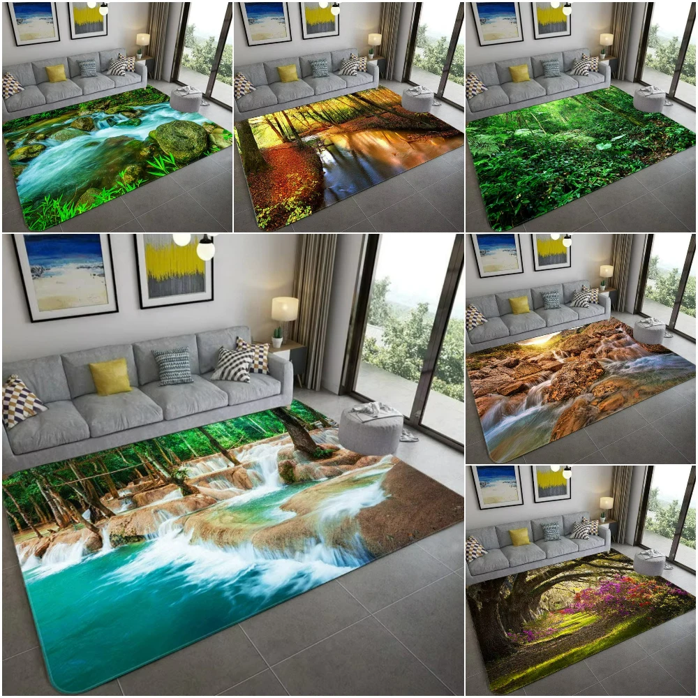 自然をイメージした3D風景カーペット、リビングルーム、寝室、 - Home Bathroom Ideas のレビューと価格