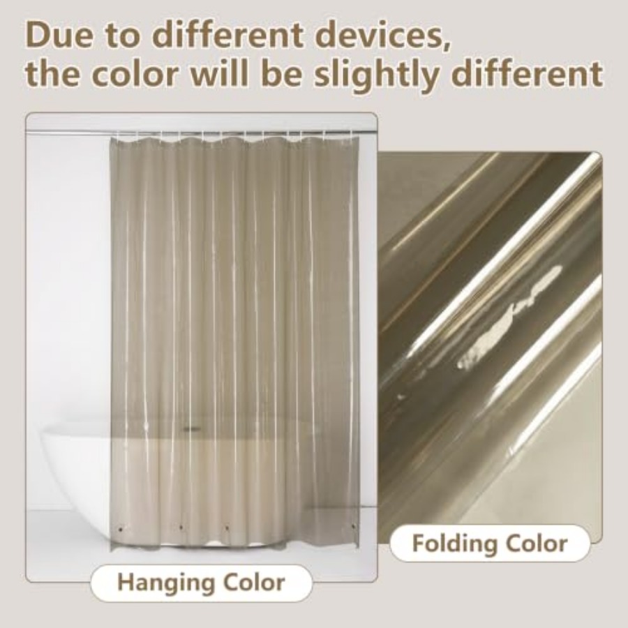 防水ブラウンプラスチックシャワーカーテン、5つの底面マグネッ - Shower Curtain Liner のレビューと価格