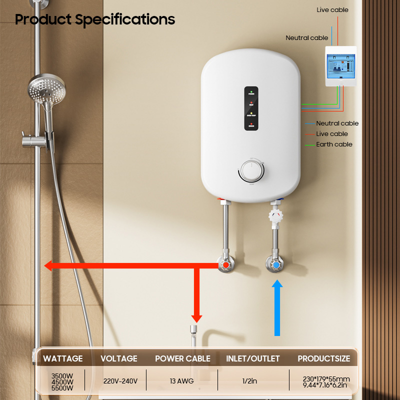家庭用220V 3500W/5500W キッチン瞬間湯沸かし - Home Bathroom Geyser のレビューと価格