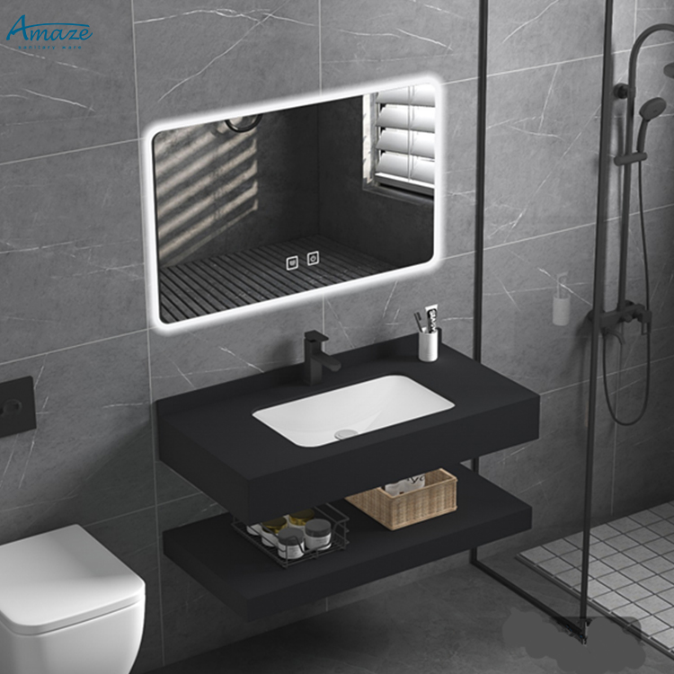 バスルームキャビネット耐久性のある二層式壁掛けバスルーム洗面 - Home Living Bathroom Vanity のレビューと価格