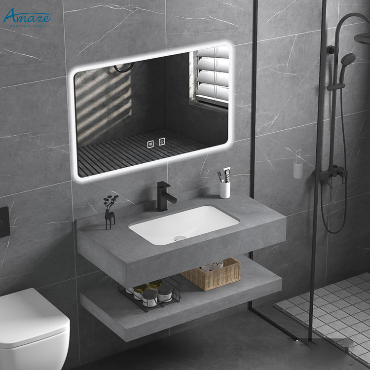 バスルームキャビネット耐久性のある二層式壁掛けバスルーム洗面 - Home Living Bathroom Vanity のレビューと価格
