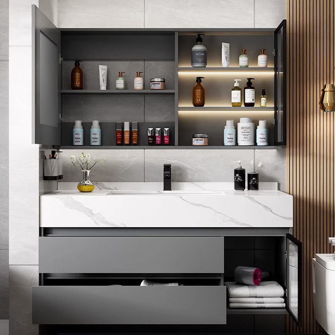 バスルームキャビネット モダンLEDスマートミラー 焼結石製 - Home Living Bathroom Vanity のレビューと価格