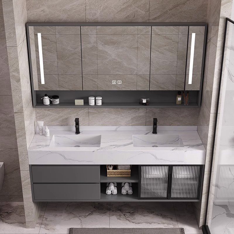 バスルームキャビネット モダンLEDスマートミラー 焼結石製 - Home Living Bathroom Vanity のレビューと価格