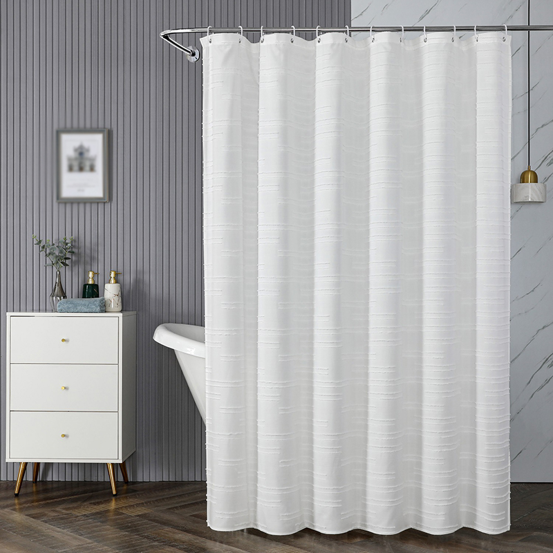 ポリエステル生地のシャワーカーテン,浴室用の白い植毛カーテン - Shower Curtain Liner のレビューと価格