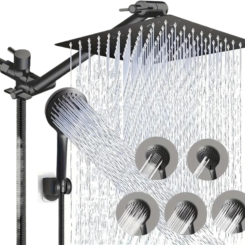 ステンレス製レインシャワーヘッドコンボ、延長アームとハンドヘ - Shower Head Rain のレビューと価格