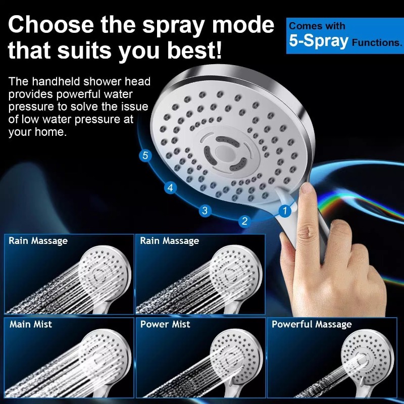 ステンレス製レインシャワーヘッドコンボ、延長アームとハンドヘ - Shower Head Rain のレビューと価格