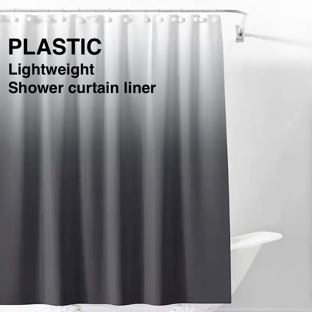1個 グレーグラデーションシャワーカーテン プラスチックフッ - Shower Curtain Liner のレビューと価格