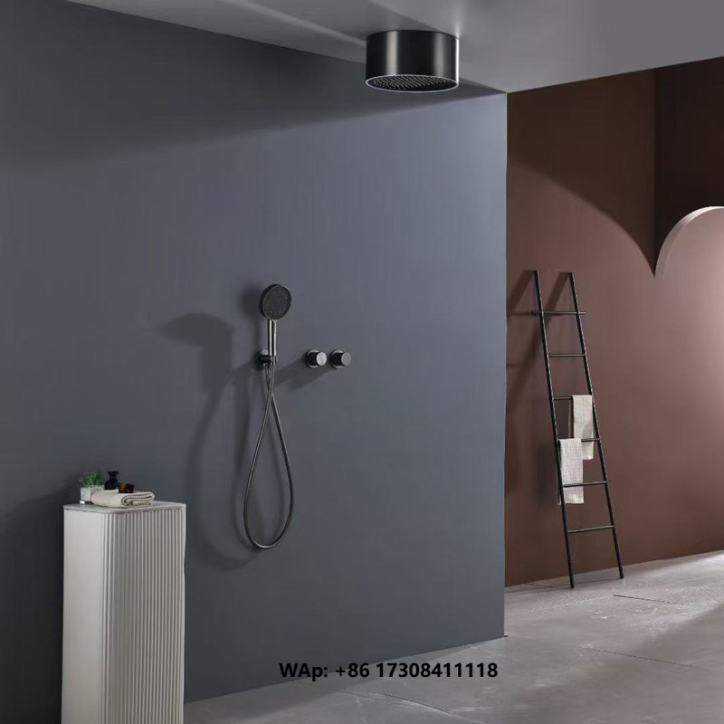 マットブラックLEDライトシャワー水栓セット 浴室隠蔽式シャ - Shower Head Rain のレビューと価格